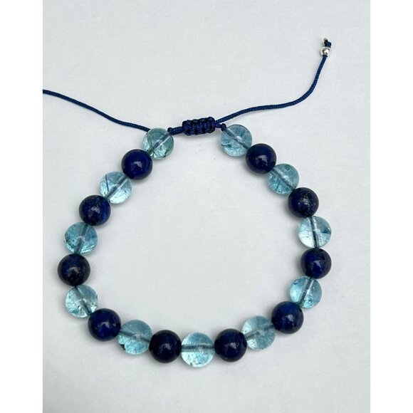 Lapis Lazuli - Aquamarine With Silver handcrafted bracelet - Picture 11 of 12
